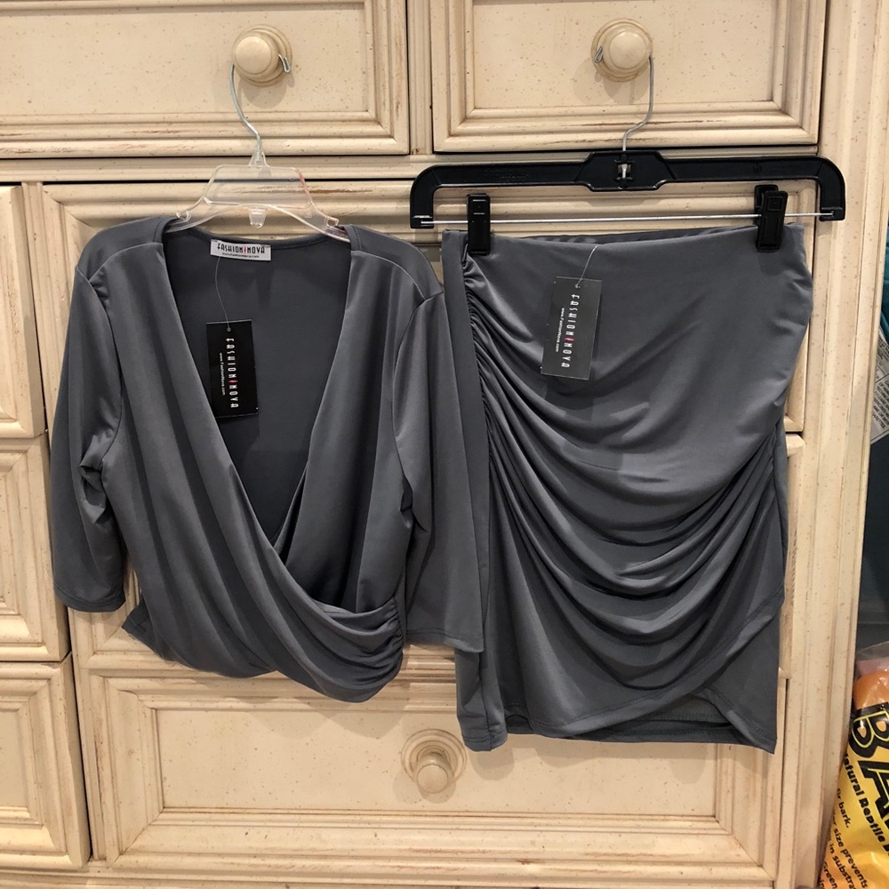 Fashion nova green two piece dress